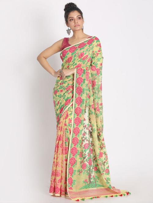 women self design jamdani saree - 21283627 - Very Small Image - 1