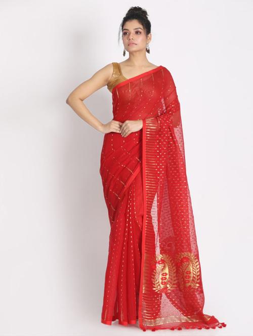 women self design jamdani saree with blouse - 21283633 - Very Small Image - 1