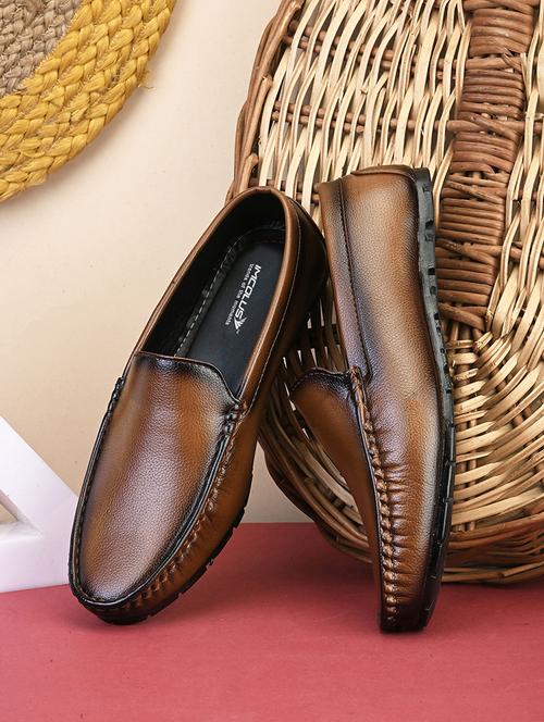 tan leatherette slip on loafers - 21283791 - Very Small Image - 1