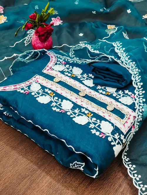 women embroidered unstitched suit set - 21284327 - Very Small Image - 1