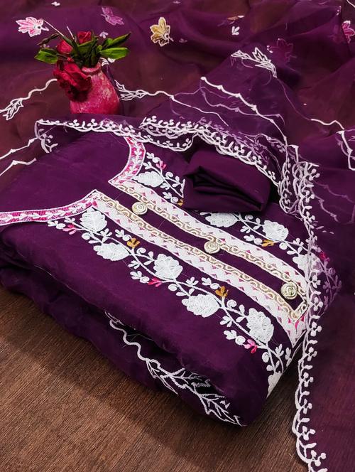 women embroidered unstitched suit set - 21284328 - Very Small Image - 1