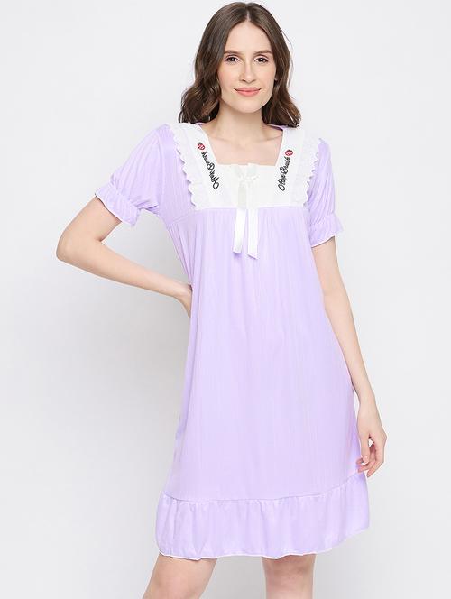 women lavender square neck nighty - 21284509 - Very Small Image - 1
