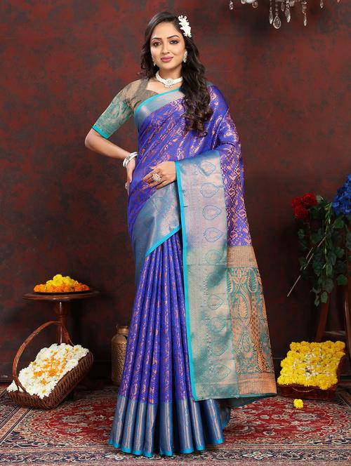 women self design banarasi saree with blouse - 21284631 - Very Small Image - 1