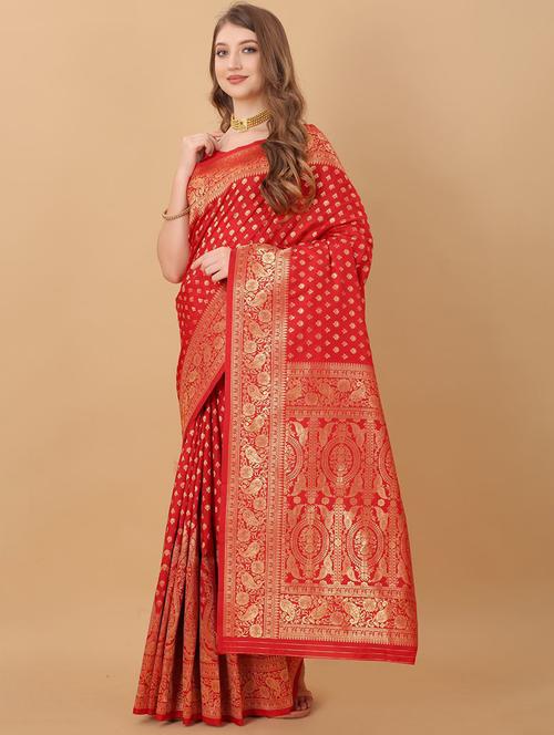 women zari work banarasi saree with blouse - 21285351 - Very Small Image - 1