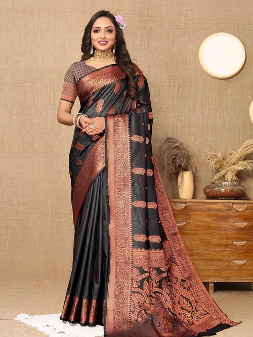 women zari work banarasi saree with blouse - 21285404 - Very Small Image - 1
