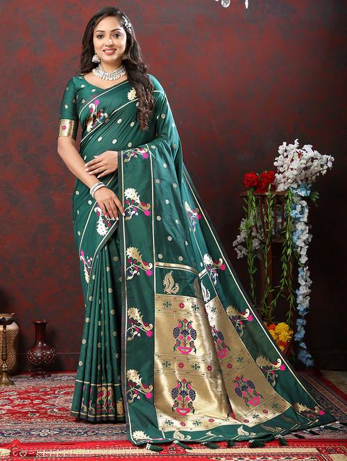 women zari work banarasi saree with blouse - 21285567 - Very Small Image - 1
