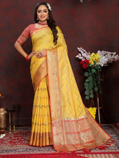 women self design banarasi saree with blouse - 21285779 - Very Small Image - 1