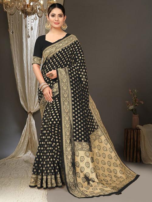 women zari work banarasi saree with blouse - 21285786 - Very Small Image - 1