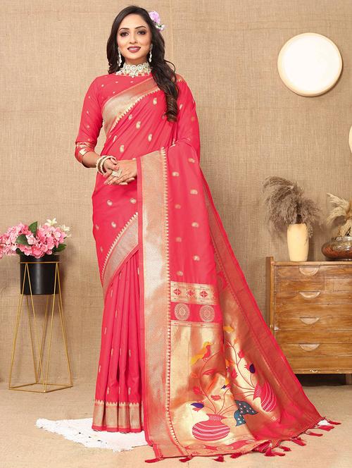 women zari work banarasi saree with blouse - 21285821 - Very Small Image - 1
