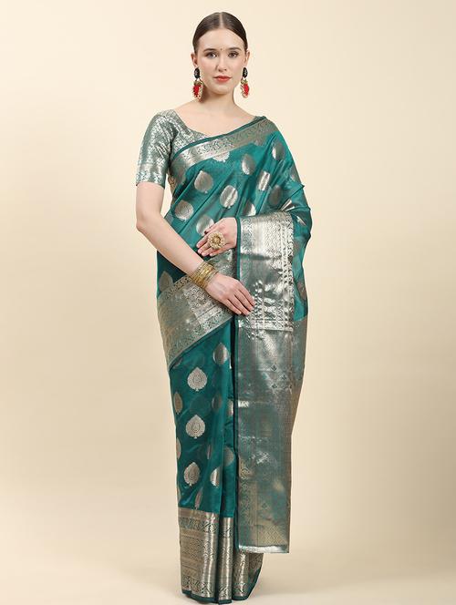 women self design banarasi saree with blouse - 21285842 - Very Small Image - 1