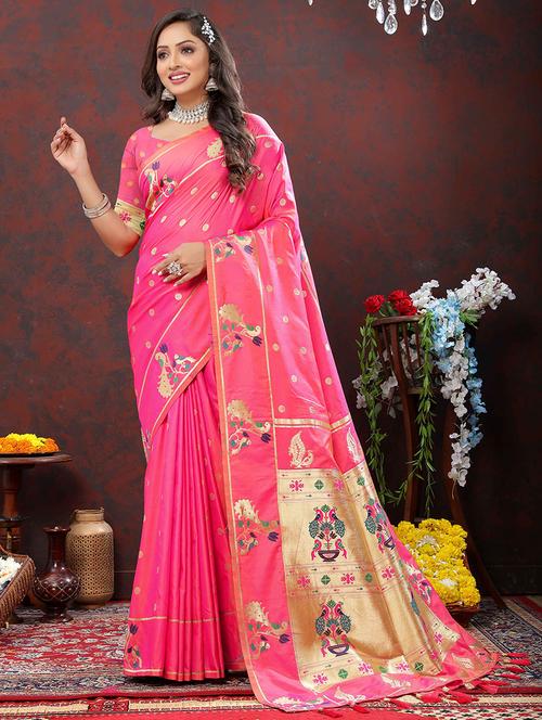 women zari work banarasi saree with blouse - 21285930 - Very Small Image - 1