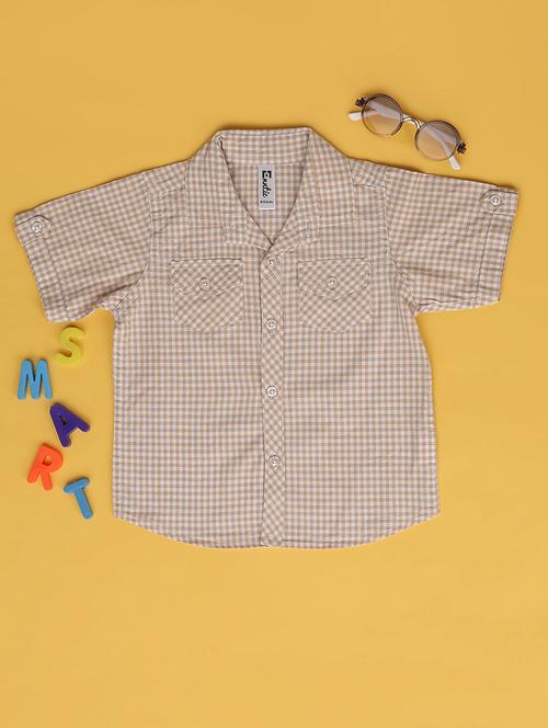 kids beige cotton shirt - 21286960 - Very Small Image - 1