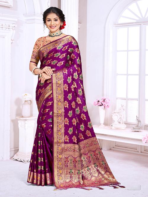 women zari work tussar silk saree - 21287216 - Very Small Image - 1