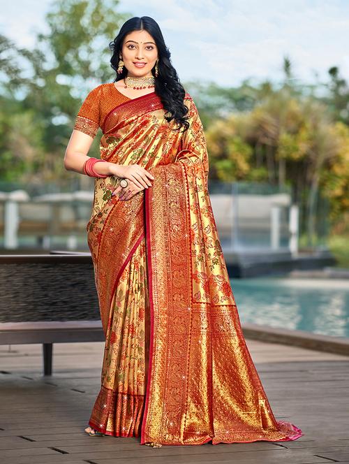 maroon silk tussar saree - 21287334 - Very Small Image - 1