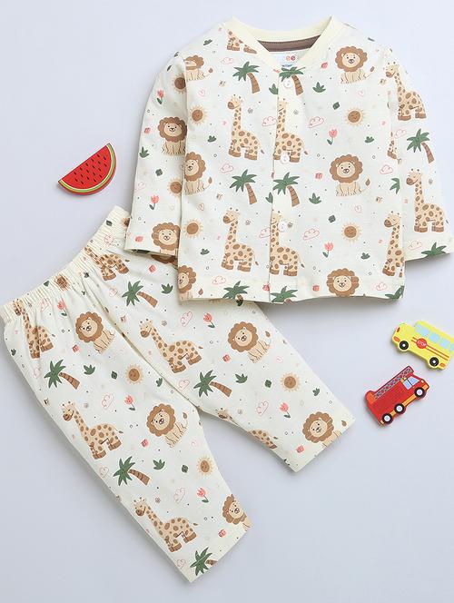 kids printed cotton full length twin set - 21287851 - Very Small Image - 1