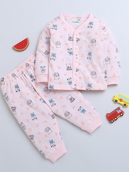kids printed cotton full length twin set - 21287907 - Very Small Image - 1