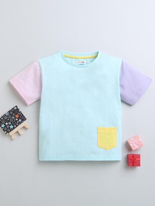kids round neck color block tees - 21287946 - Very Small Image - 1