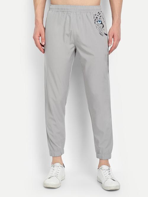 men grey placement printed track pant full length - 21288143 - Very Small Image - 1
