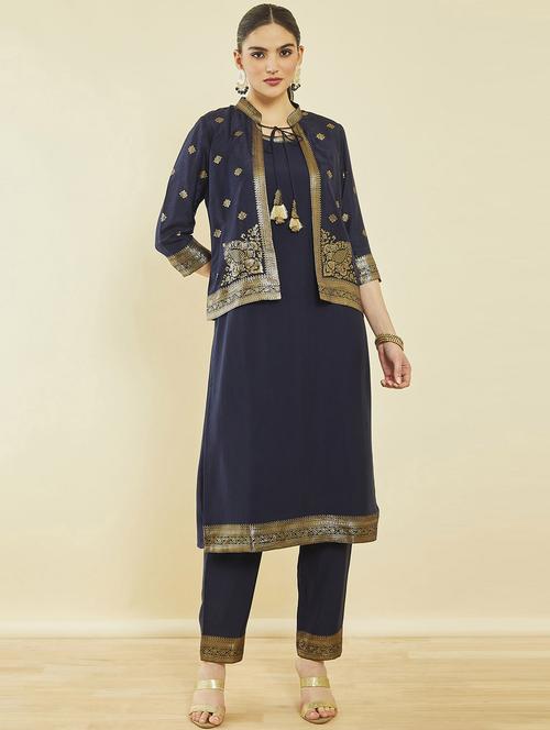 women three quarter sleeve kurta pant set - 21288252 - Very Small Image - 1