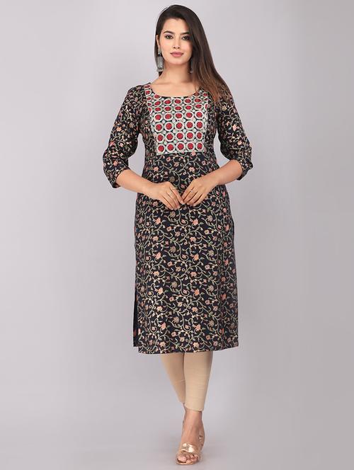 women three quarter sleeve straight kurta - 21288630 - Very Small Image - 1