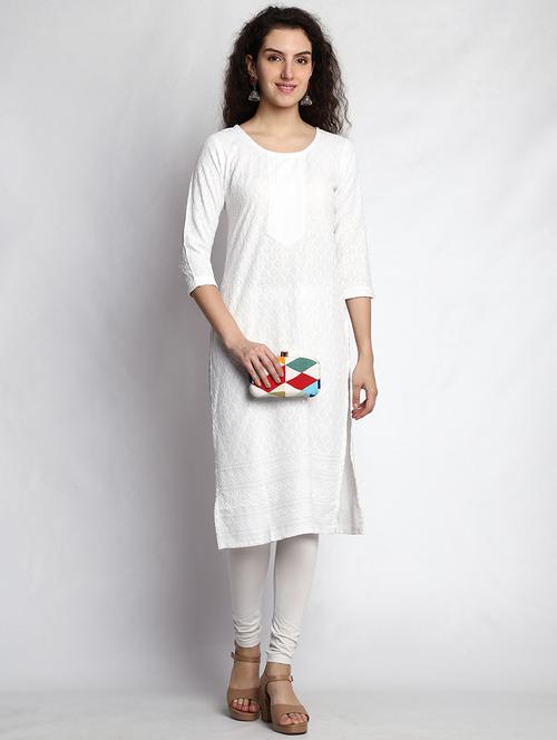 women white viscose straight kurta - 21288669 - Very Small Image - 1