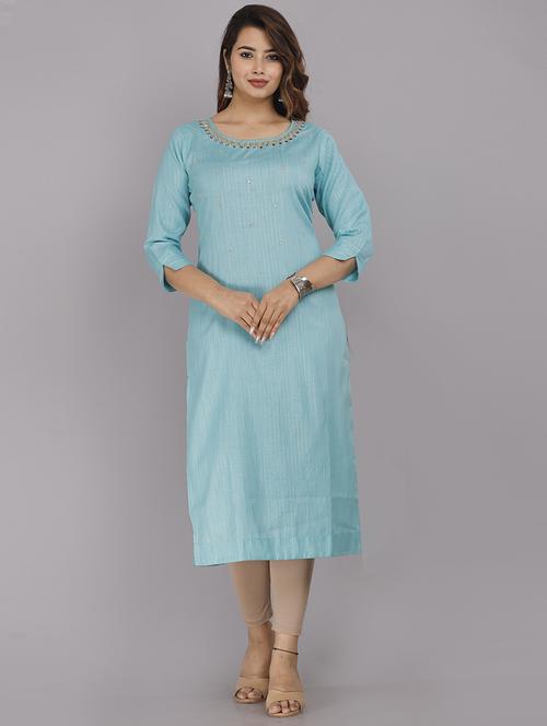 women blue viscose straight kurta - 21288746 - Very Small Image - 1