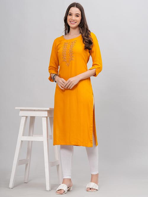 women three quarter sleeve straight kurta - 21288785 - Very Small Image - 1