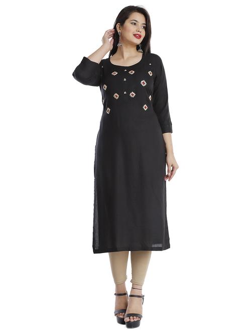 women black viscose straight kurta - 21288813 - Very Small Image - 1