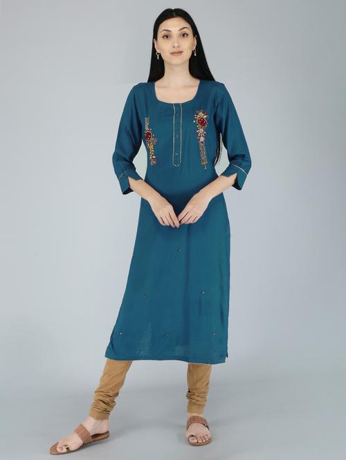 women three quarter sleeve straight kurta - 21288819 - Very Small Image - 1