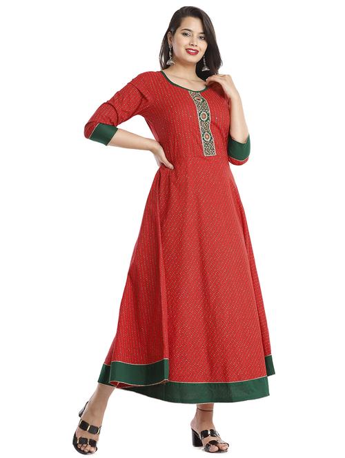 women red cotton blend anarkali kurta - 21288823 - Very Small Image - 1