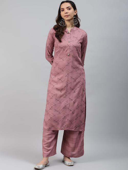 pink viscose kurta palazzo set - 21288863 - Very Small Image - 1