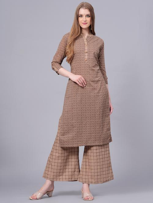 women three quarter sleeve kurta palazzo set - 21288887 - Very Small Image - 1