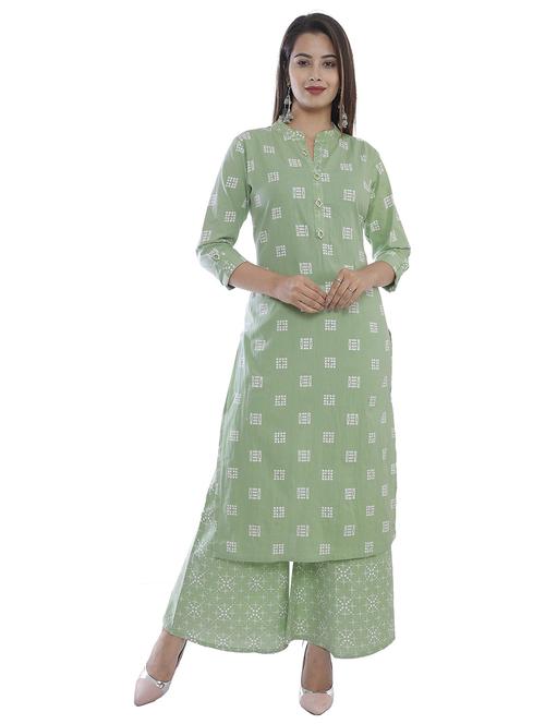women green printed kurta palazzo - 21288904 - Very Small Image - 1