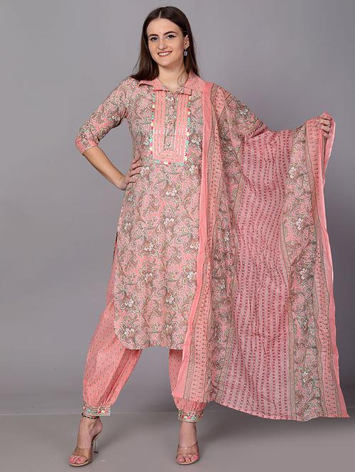 women peach printed suit set - 21289055 - Very Small Image - 1