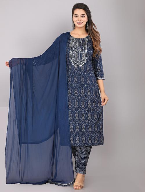 women printed kurta pant with dupatta set - 21289114 - Very Small Image - 1