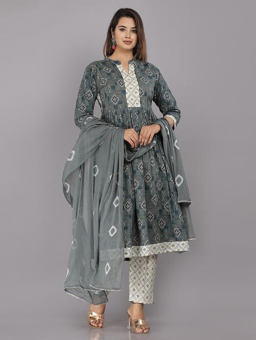 women grey kurta pant set with dupatta - 21289195 - Very Small Image - 1