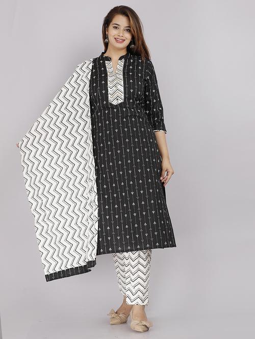 women black kurta pant set with dupatta - 21289232 - Very Small Image - 1