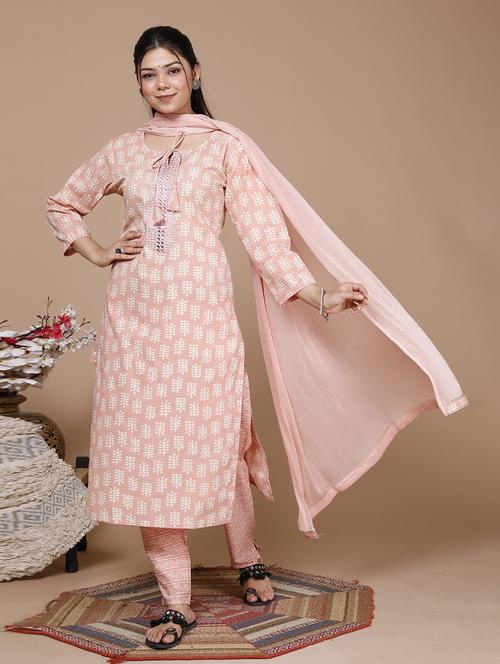 women printed kurta pant with dupatta set - 21289243 - Very Small Image - 1