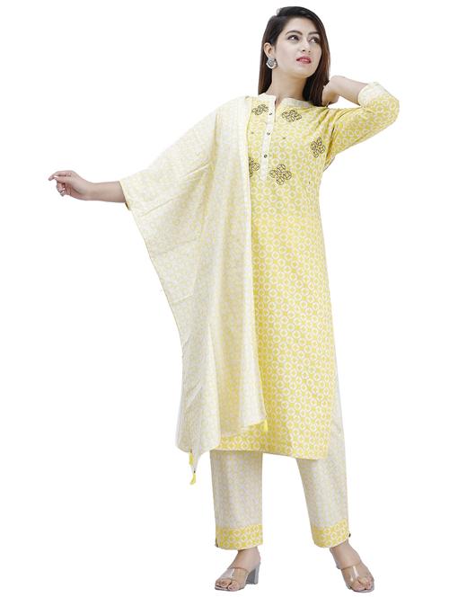 women yellow kurta pant set with dupatta - 21289345 - Very Small Image - 1