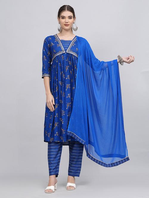 women blue kurta pant set with dupatta - 21290424 - Very Small Image - 1