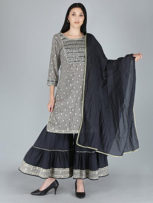 women kurta sharara set with dupatta - 21290472 - Very Small Image - 1
