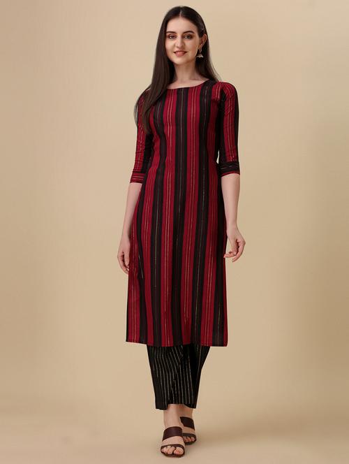 women striped round neck cotton kurta - 21290856 - Very Small Image - 1
