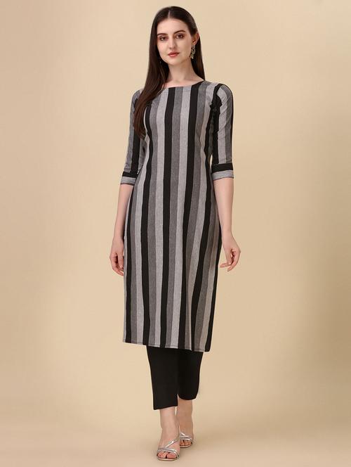 women striped cotton straight kurta - 21290867 - Very Small Image - 1