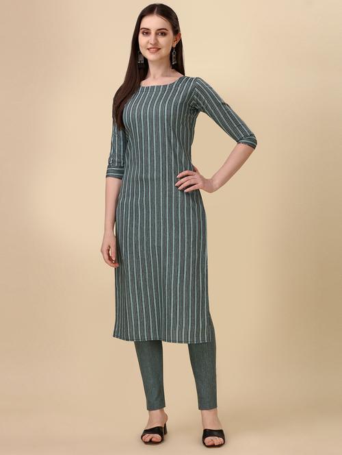 women striped cotton straight kurta - 21290869 - Very Small Image - 1