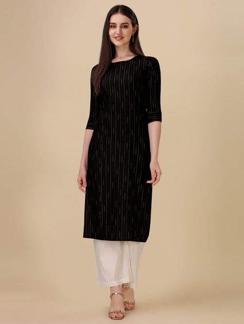 women striped cotton straight kurta - 21290882 - Very Small Image - 1
