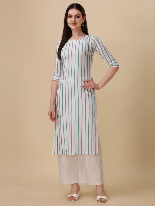 women striped cotton straight kurta - 21290887 - Very Small Image - 1