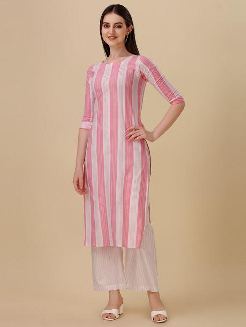women striped cotton straight kurta - 21290894 - Very Small Image - 1