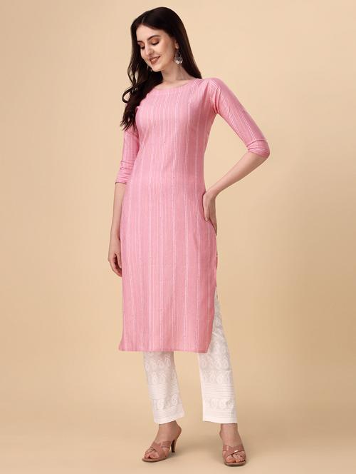 women striped cotton straight kurta - 21290905 - Very Small Image - 1