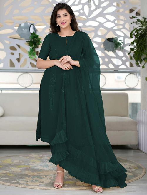 green self design suit set - 21291017 - Very Small Image - 1