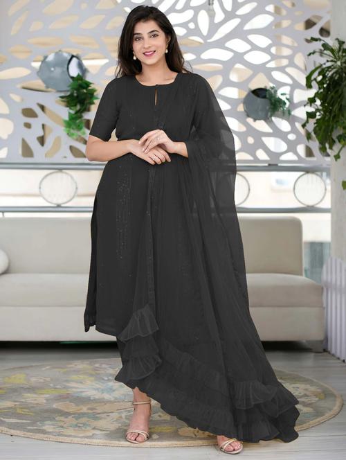 black self design suit set - 21291022 - Very Small Image - 1